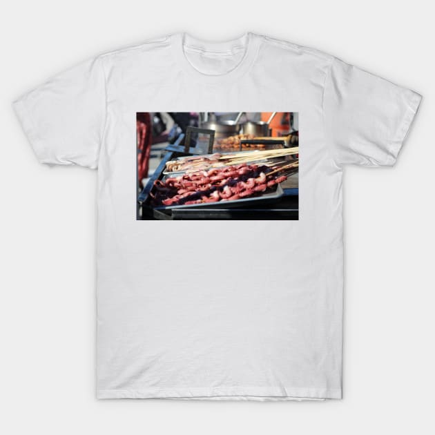 Squid and Octopus Kabobs - Food Photography T-Shirt by ButterflyInTheAttic